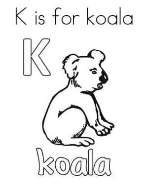 Koala boyama sayfası, Koala coloring page, K Koala Içindir, 