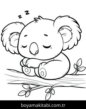 Koala boyama sayfası, Koala coloring page, klasik, basit, oyunlu