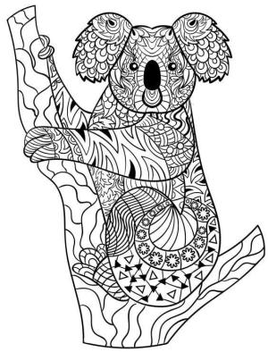 Koala boyama sayfası, Koala coloring page, Basit Koala Mandala, 