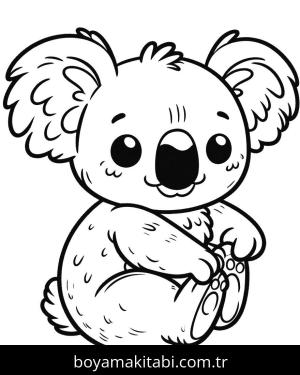 Koala boyama sayfası, Koala coloring page, minimal, masalsı, renkli