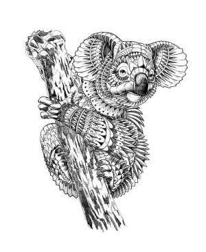 Koala boyama sayfası, Koala coloring page, Koala Yetişkinler Içindir, 