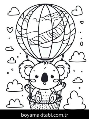 Koala boyama sayfası, Koala coloring page, minimal, şirin, basit