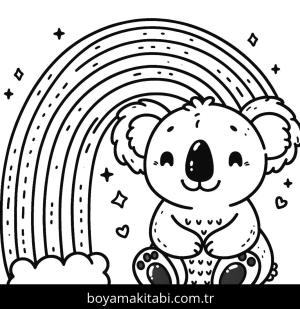 Koala boyama sayfası, Koala coloring page, komik, çerçeveli, basit