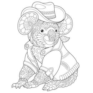 Koala boyama sayfası, Koala coloring page, Temel Koala Mandala, 