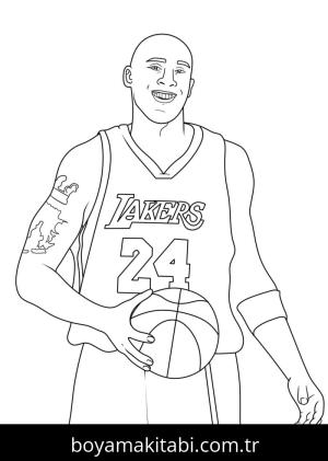 Kobe Bryant boyama sayfası – basit çizim, kolay boyama