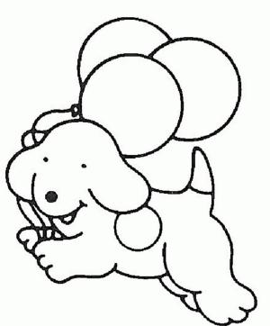 Kolay boyama sayfası,  coloring page, Balonları Tutan Kolay Köpek, 