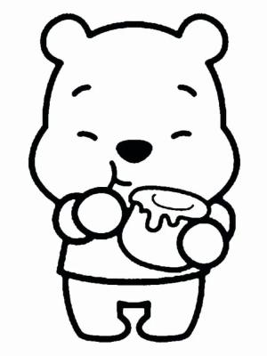 Kolay boyama sayfası,  coloring page, Sadece Pooh Bear bal Yiyor, 