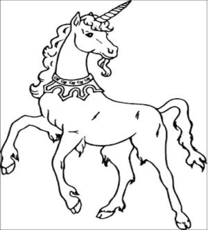 Kolye boyama sayfası,  coloring page, Kolyeli Eski Tek Boynuzlu Boynuzlu At, 