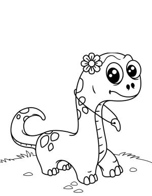 Kolye boyama sayfası,  coloring page, Diş Kolyeli Sevimli Dinozor, 