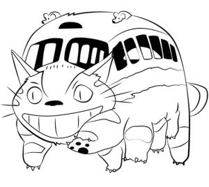 Komşum Totoro boyama sayfası,  coloring page, Totoro Kedi Otobüsü, 