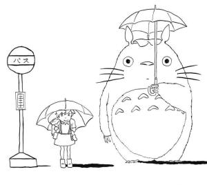 Komşum Totoro boyama sayfası,  coloring page, Totoro yağmur altında, 