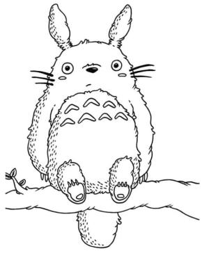 Komşum Totoro boyama sayfası,  coloring page, Bir ağaçta Totoro, 