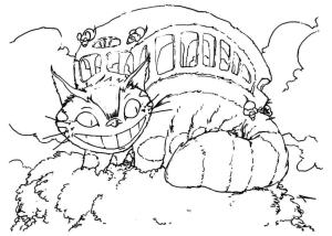 Komşum Totoro boyama sayfası,  coloring page, Mutlu Kedi Otobüsü, 