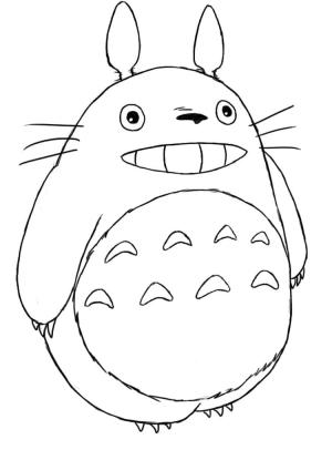 Komşum Totoro boyama sayfası,  coloring page, Totoro gülümsüyor, 