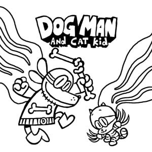 Köpek Adam boyama sayfası,  coloring page, Köpek Adam Ve Sevimli Kedi, 