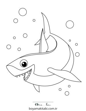 Köpek Balığı boyama sayfası – boyama çalışması, yaratıcılığı geliştirir