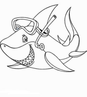 Köpek Balığı boyama sayfası,  coloring page, Köpekbalığı Dalışa Gidiyor, 