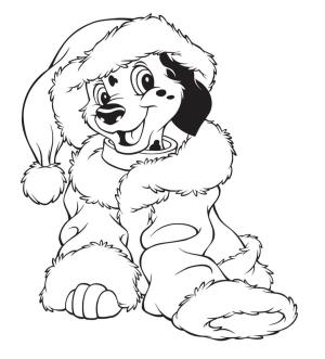 Köpek Yavrusu boyama sayfası,  coloring page, Noel şapkası takan Köpek Yavrusu, 