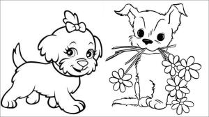 Köpek Yavrusu boyama sayfası,  coloring page, Iki Köpek Yavrusu, 