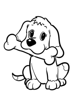 Köpek Yavrusu boyama sayfası,  coloring page, Kemik yiyen Köpek Yavrusu, 