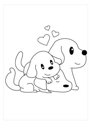 Köpek Yavrusu boyama sayfası,  coloring page, Üç Sevimli Köpek Yavrusu, 