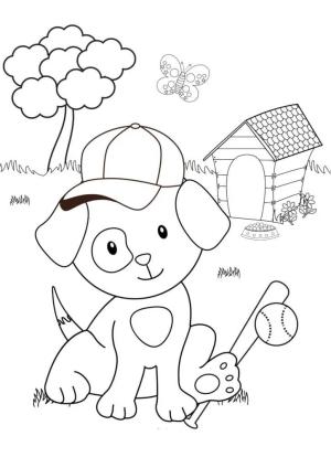 Köpek Yavrusu boyama sayfası,  coloring page, Beyzbol Yavrusu, 