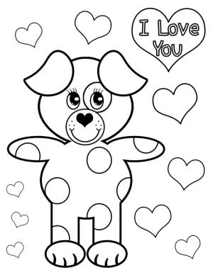 Köpek Yavrusu boyama sayfası,  coloring page, Sevgililer Günü’nde duran Köpek Yavrusu, 