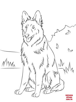 Köpek boyama sayfası, Dog coloring page, , dogs german shepherd sitting 