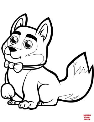 Köpek boyama sayfası, Dog coloring page, , dogs cute baby husky with a bowtie 