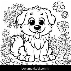 Köpek boyama sayfası – PDF indir, sevimli karakter
