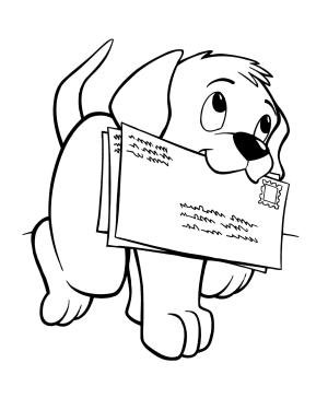 Köpek boyama sayfası, Dog coloring page, Harf Taşıyan Yavru Köpek Çizimi, 