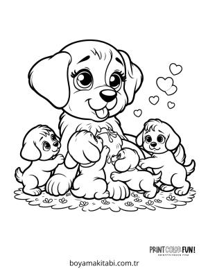 Köpek boyama sayfası – el becerilerini geliştirir, boyama çalışması