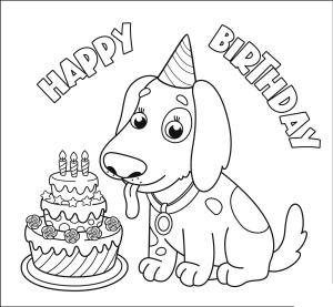 Köpek boyama sayfası, Dog coloring page, , dogs happy birthday with dog 