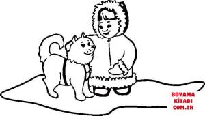Köpek boyama sayfası, Dog coloring page, , dogs eskimo dog with little girl 