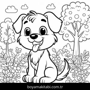 Köpek boyama sayfası – renkli çizimler, okul öncesi