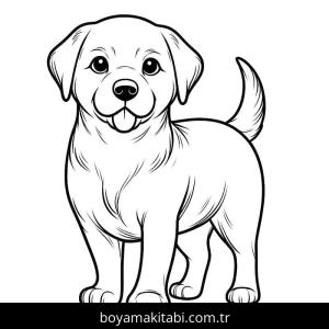 Köpek boyama sayfası – çizgi film temalı, basit çizim