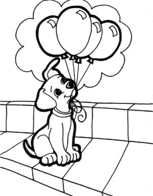 Köpek boyama sayfası, Dog coloring page, Köpek Tutan Balonlar, 