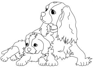 Köpek boyama sayfası, Dog coloring page, Anne Köpek ve Yavru Köpek, 