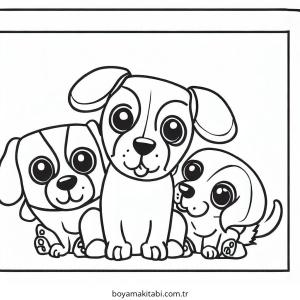 Köpek boyama sayfası – renkli çizimler, okul öncesi