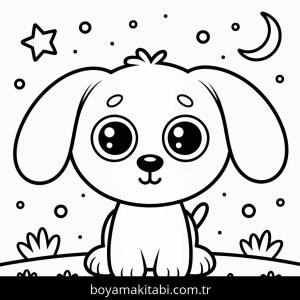 Köpek boyama sayfası – çizgi film temalı, basit çizim