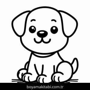 Köpek boyama sayfası – çizgi film temalı, basit çizim