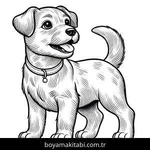 Köpek boyama sayfası – çocuk aktivitesi, PDF indir