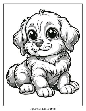 Köpek boyama sayfası – kolay boyama, eğitici aktivite