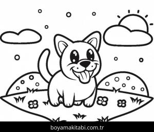 Köpek boyama sayfası – çocuk aktivitesi, PDF indir