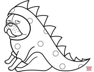 Köpek boyama sayfası, Dog coloring page, , dogs funny pug in dragon costume 