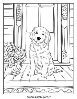 Köpek boyama sayfası – çocuklar için, çizgi film temalı