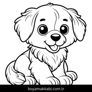 Köpek boyama sayfası – basit çizim, kolay boyama