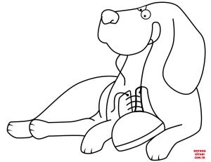 Köpek boyama sayfası, Dog coloring page, , dogs funny beagle playing with boot 