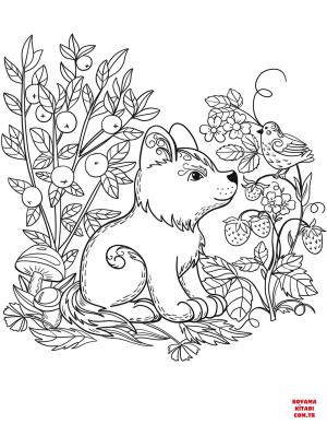 Köpek boyama sayfası, Dog coloring page, , dogs puppy dog in the forest 