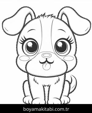 Köpek boyama sayfası – basit çizim, kolay boyama